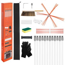 Chimney Sweep Kit, 39 ft Maximum Extendable Length Chimney Sweep, Chimneys Cleaning Kit with Bristle Replacements & Goggles