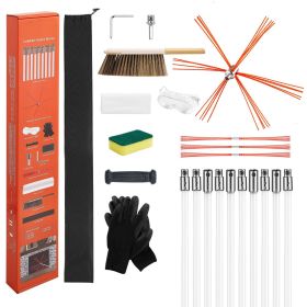 Chimney Sweep Kit, 33 ft Maximum Extendable Length Chimney Brush, Chimneys Cleaning Kit with Bristle Replacements & Goggles
