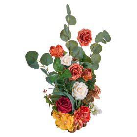 Standing Artificial Flowers Arrangements 4 PCS, 17.5-Inch Tall Faux Flower Decorations for Wedding Aisle Runner Chair