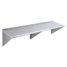 18" x 72" Stainless Steel Shelf, Wall Mounted Floating Shelving with Brackets, 500 lbs Load Capacity Commercial Shelves