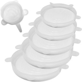 Kitchen Microwave Food Cover With 6 Silicone Lids, Extension Lid, Bowl Lid, Elastic Silicone Lid, Universal Adaptability Lid (Option: 6Pcs)