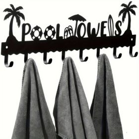 CIFbuy1 PC A Very Practical Modern Pool Towel Rack Made Of Handmade Iron With 8 Hooks For Storage, Rust Proof Wall Mounted Spa Beach Decoration, (Option: 16317492)