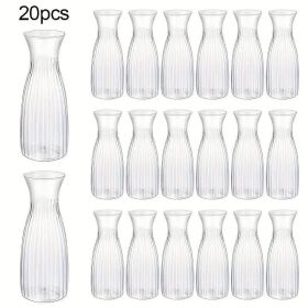 20-Piece Value Set Of Ribbed Plastic Vases Clear Design, Perfect For DIY Floral Arrangements & Various Bouquets  Versatile Decor Essential For Ho (Option: 20Pcs)