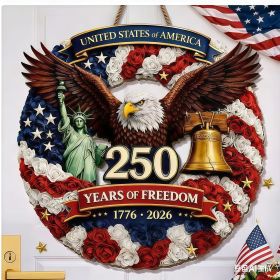 1 pc 250th anniversary of American independence, bald eagle commemorative wooden plaque, home porch decoration, wooden hanging board (Color: 31, size: 20*20*0.5cm)