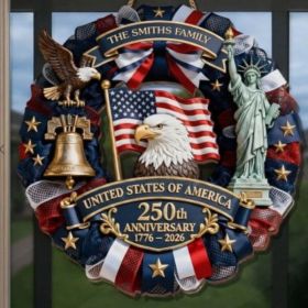 1 pc 250th anniversary of American independence, bald eagle commemorative wooden plaque, home porch decoration, wooden hanging board (Color: 30, size: 40*40*0.5cm)