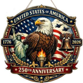 1 pc 250th anniversary of American independence, bald eagle commemorative wooden plaque, home porch decoration, wooden hanging board (Color: 29, size: 40*40*0.5cm)