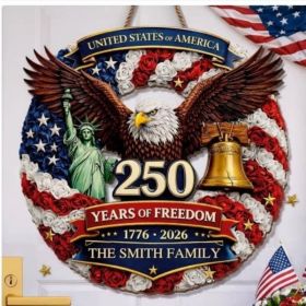 1 pc 250th anniversary of American independence, bald eagle commemorative wooden plaque, home porch decoration, wooden hanging board (Color: 20, size: 30*30*0.5cm)