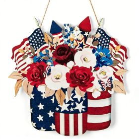 Wooden plaque pendants, holiday plaques, wall signs, signage decorations, hanging paintings, Independence Day in the United States (Color: 5, size: 30cm)