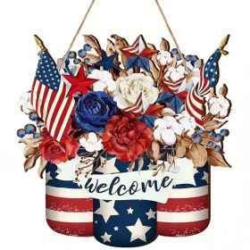 Wooden plaque pendants, holiday plaques, wall signs, signage decorations, hanging paintings, Independence Day in the United States (Color: 23, size: 30cm)