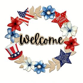 Wooden plaque pendants, holiday plaques, wall signs, signage decorations, hanging paintings, Independence Day in the United States (Color: 4, size: 30cm)