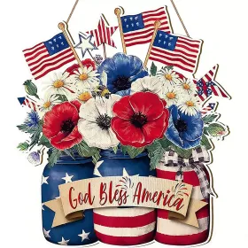 Wooden plaque pendants, holiday plaques, wall signs, signage decorations, hanging paintings, Independence Day in the United States (Color: 21, size: 30cm)