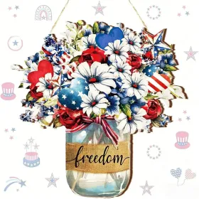 Wooden plaque pendants, holiday plaques, wall signs, signage decorations, hanging paintings, Independence Day in the United States (Color: 22, size: 30cm)