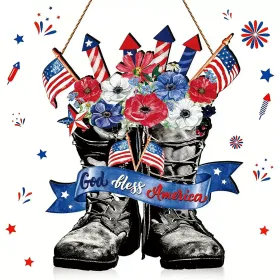 Wooden plaque pendants, holiday plaques, wall signs, signage decorations, hanging paintings, Independence Day in the United States (Color: 25, size: 30cm)
