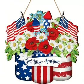 Wooden plaque pendants, holiday plaques, wall signs, signage decorations, hanging paintings, Independence Day in the United States (Color: 26, size: 30cm)