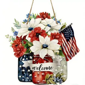 Wooden plaque pendants, holiday plaques, wall signs, signage decorations, hanging paintings, Independence Day in the United States (Color: 27, size: 30cm)