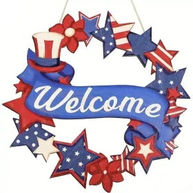 Wooden plaque pendants, holiday plaques, wall signs, signage decorations, hanging paintings, Independence Day in the United States (Color: 18, size: 30cm)