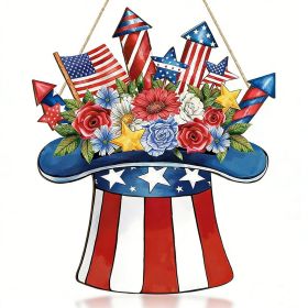 Wooden plaque pendants, holiday plaques, wall signs, signage decorations, hanging paintings, Independence Day in the United States (Color: 15, size: 30cm)